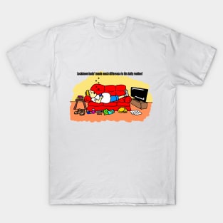 Lazy Man Lockdown Cartoon T-Shirt